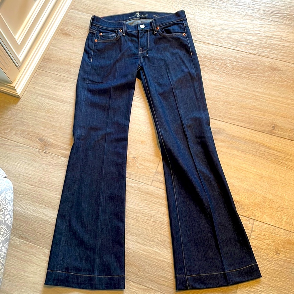 Wide leg jeans, 31 inch inseam.
